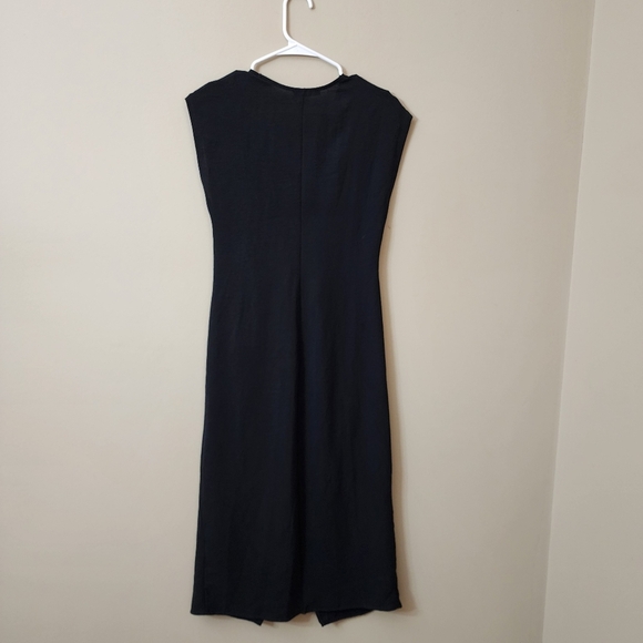 Zara size S black dress midi with front knot-tie detail and slit in front - Picture 2 of 6